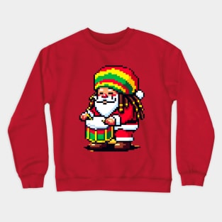 8-Bit Reggae Santa - Tropical Christmas Drums Crewneck Sweatshirt